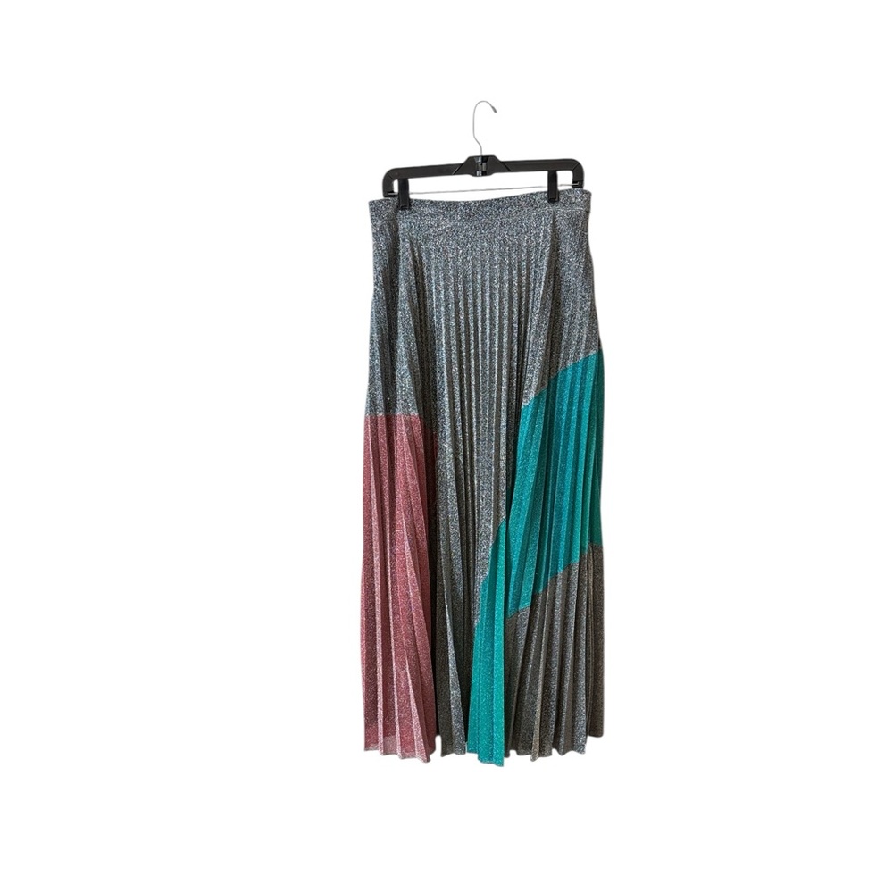 Gracia Pleated Metallic Shimmer Skirt Size L NWT
